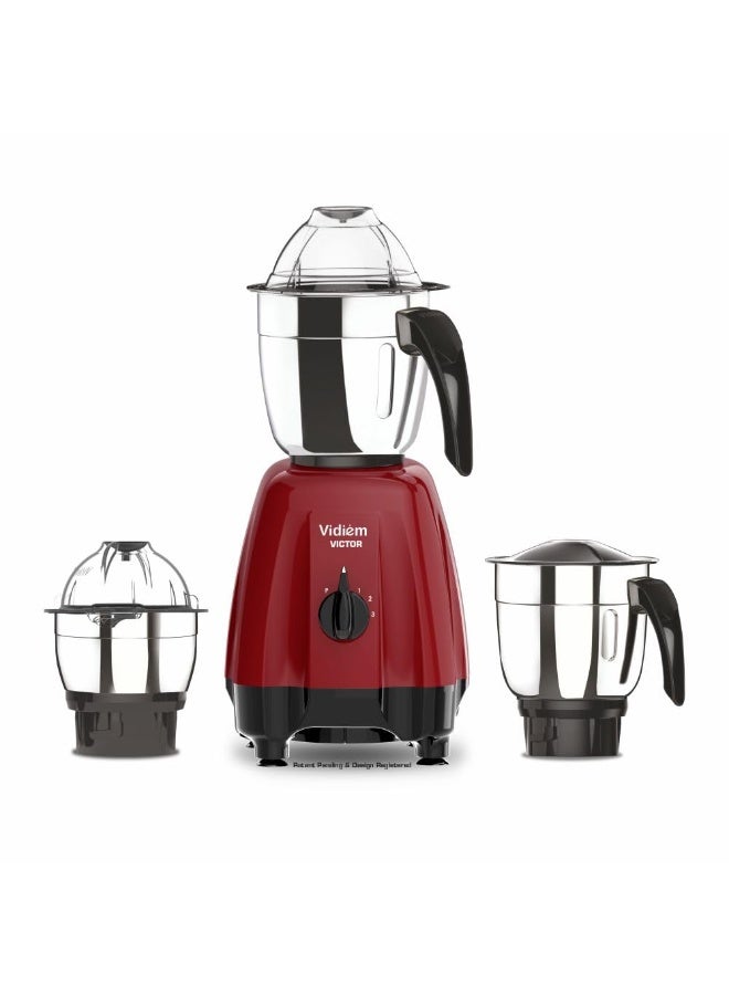 فيديم Vidiem Stainless Steel Victor (Red) MG 715 A |Mixer Grinder 650 Watt With 3 Leakproof Jars With Self-Lock For Wet & Dry Spices, Chutneys & Curries |2 Years Warranty - Image 1